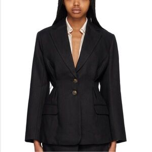 Anine Bing Black Tailored Two-Button Blazer